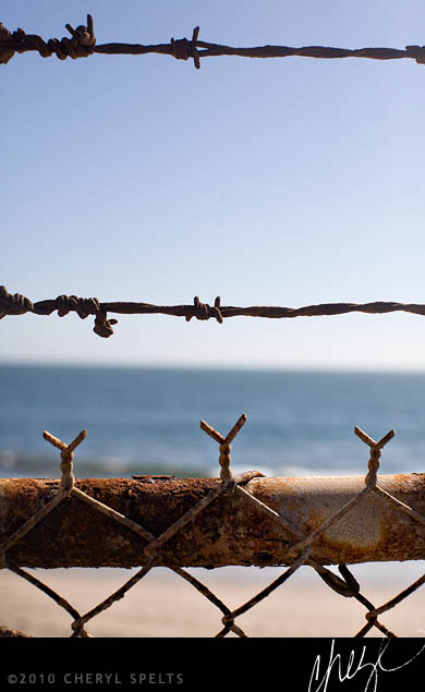 Beach through Barbed Wire // Photo: Cheryl Spelts